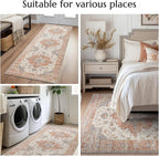 jinchan Runner Rug 2x5 Vintage Hallway Rug Boho Washable Runner Floral Medallion Retro Lightweight Non Slip Classic Thin Soft Carpet for Kitchen Bedroom Bathroom Laundry Room Doorway Brick Red