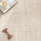 5x7 Area Rugs Living Room: Washable Large Vintage Beige Rug Neutral Non-Slip Soft Stain Resistant Indoor Carpet for Bedroom Nursery Dining Room Under Table Bed Home House Office Playroom