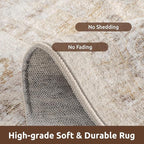 AMOAMI-Area Rug 8FT X 10FT Rugs for Living Room-Vintage Soft Beige Rugs for Bedroom-Non Slip Carpet-Washable Rug for Dining Room Living Room Bedroom Office Under Table