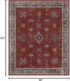 RUGGABLE Washable Vintage Area Rug – Verena Amber Red 8x10, Stain-Resistant, Non-Slip – Large Machine Washable Rugs for Living Room, Bedroom, Hallway, Entryway & Office–with Cushioned Pad