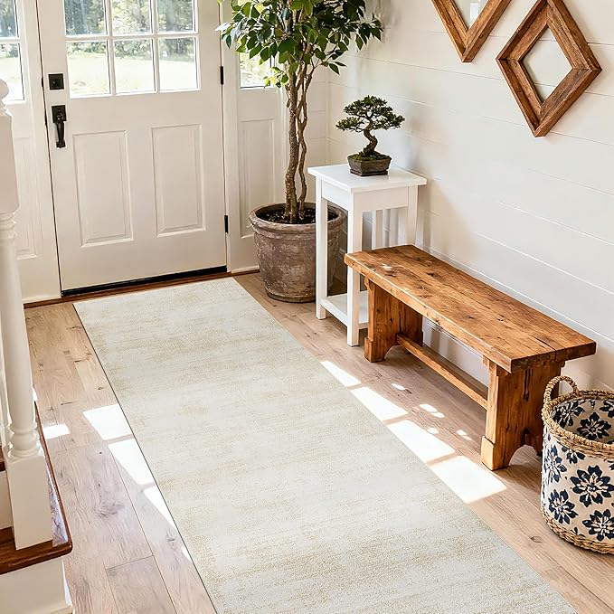 Kitchen Runner Rugs Non Skid Washable 2x6,Rubber Backed Non Slip Boho Neutral Abstract Modern Runner Rug for Entryway Bathroom