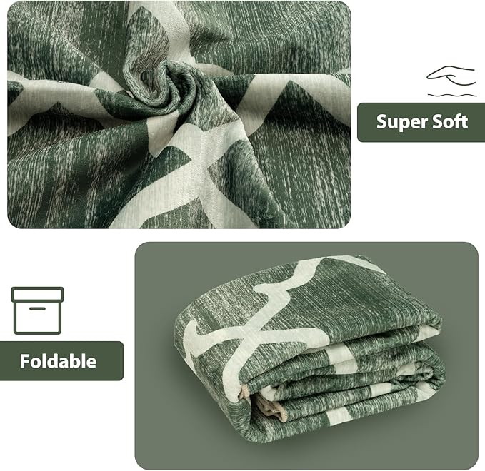 Area Rug 2x8, Moroccan Trellis Print Carpet, Machine Washable Non-Slip Rugs for Living Room, Bedroom, Dining Room & Entryway, Green