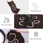 Smiry Dog Door Mat for Muddy Paws, Absorbent Dirt Trapper Non Slip Quick Dry Washable Chenille Mat for Mud Dogs, Entry Rug for Indoor and Outdoor (47x32 Inches, Brown and White)
