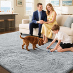Fluffy Rug Shaggy Area Rug, Grey 10x14 Area Rugs for Bedroom, Super Soft Shaggy Rugs for Living Room Bedroom Kids Room Home Decor, Upgrade Anti-Skid Rectangular Fuzzy Rug