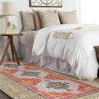 Moynesa Ultra-Thin Washable Runner Rug - 2'6"x8' Pink Runners for Hallways, Boho Non-Slip Bedroom Rug Runner, Vintage Oriental Medallion Kitchen Carpet Runner for Home Entrance Decor