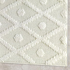 Antep Rugs Palafito 2x5 Geometric Shag Diamond High-Low Pile Textured Indoor Area Rug (White, 2' x 5')