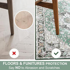 Large Area Rugs 6x9 , Washable Vintage Rugs -Low Pile, Soft Plush Rugs for Bedroom, Kitchen, Dining Room, Stain Resistance, Non Shedding & Kid & Pet Friendly, Green