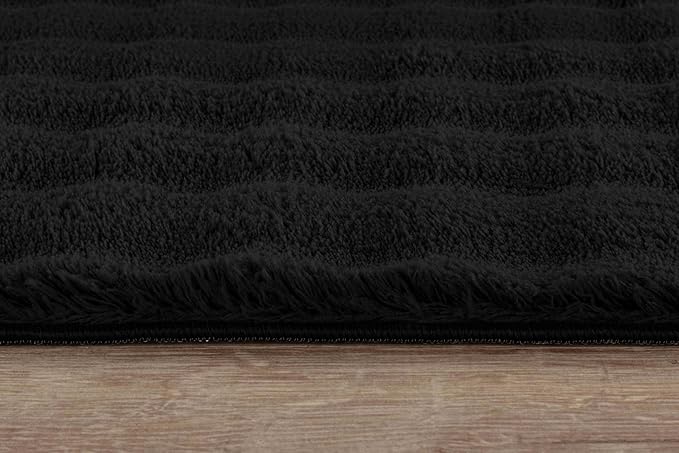 CAMILSON Modern Black Non Slip Rug 8x10 Ultra Soft High Pile Area Rugs Non Skid Rubber Backing Durable & Easy to Clean Carpet for Living Room Bedroom Kids Room Indoor Use (8 x 10 Black)