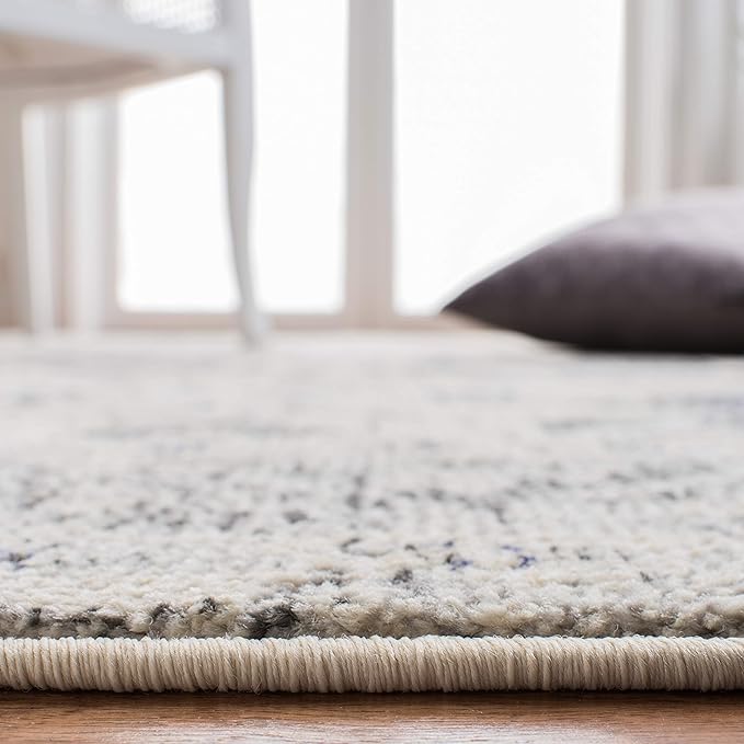 SAFAVIEH Monaco Collection Area Rug - 5'1" x 7'7", Ivory & Grey, Boho Chic Medallion Distressed Design, Non-Shedding & Easy Care, Ideal for High Traffic Areas in Living Room, Bedroom (MNC243B)