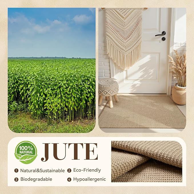 Jute Front Door Mat Indoor Entrance Indoor Door Mat Rugs for Entryway Entry Entrance Mats Inside Doormat Welcome Mats Boho 17"x36"