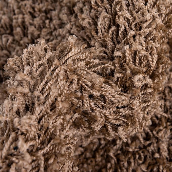 Unique Loom Solid Shag Collection Area Rug (7' 10" x 10' Oval, Sandy Brown)