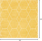 Unique Loom Trellis Frieze Collection Area Rug - Geometric (6' Square, Yellow/ Ivory)