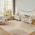 WITSHOCK 10x14 Area Rugs for Living Room: Beige Floral Washable Rugs for Bedroom Dining Room Office Nursery Modern Non-Slip Stain Resistant Low Pile Home Decor（Beige/Brown,10'x14'）