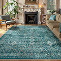 Lahome Vintage 8x10 Washable Blue Rugs for Living Room Bedroom, Boho Dining Room Rugs for Under Table, Soft Non Slip Indoor Throw Carpet for Home Office Playroom (8x10ft,Blue)