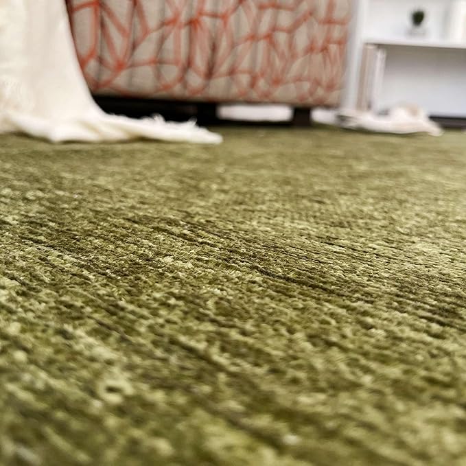 Alfa Rich 7x10 Green Washable Area Rugs for Living Room Bedroom Kitchen Cotton Decor Solid Rug