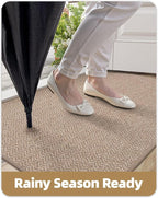 Color&Geometry Large Front Door Mat Indoor Entrance, 24"X48" Indoor Mats for Entryway Non Slip Rubber Backed, 2x4 Dirt Trapper Double Door Mat Washable, Dark Khaki (Rolled-up NO Creases)