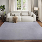 Boho Washable Area Rugs 6x9 ft, Non Slip Area Rug for Living Room, Braided Office Rugs Bedroom Rug Woven Washable Indoor Floor Carpets for Office Dining Bedroom Living Room, Easy to Clean, Gray