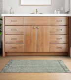 Collive Hallway Runner Rug, 2' x 5' Soft Washable Kitchen Runner Rug, Olive Green/Cream Contemporary Modern Laundry Room Rugs Indoor Hand-Woven Cotton Carpet for Bedroom Entryway Front Door Farmhouse
