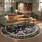 Lahome Insect Washable Round Area Rug, Soft Round Rugs 6ft Ultra-Thin Non-Slip, Boho Large Circle Carpet for Bedroom Living Room Kitchen Nursery, Black