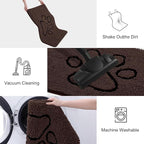 Smiry Dog Door Mat for Muddy Paws, Absorbent Dirt Trapper Non Slip Quick Dry Washable Chenille Mat for Mud Dogs, Entry Rug for Indoor and Outdoor (30x20 Inches, Brown and Black)