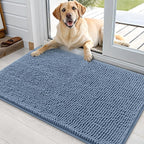 OLANLY Dog Door Mat for Muddy Paws 35x24, Absorbs Moisture and Dirt, Absorbent Non-Slip Washable Doormat, Quick Dry Chenille Mud Mat for Dogs, Entry Indoor Entryway Carpet for Inside Floor, Airy Blue