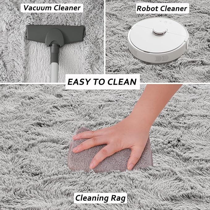 Beglad Shag Rugs for Living Room, Grey Area Rugs 5x7 Feet Upgrade Anti-Skid Modern Minimalist Style Memory Foam Rugs for Bedroom, Indoor Carpet Suitable for Boys Teens Room Decor