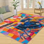 4x6 Drum Set Cafe Rug - Abstract Art Rugs for Bedroom Aesthetic, Pop Art Soft Comfortable Non-Slip for Offie Bedroom Study Boy Girl Room Hotel Dorm