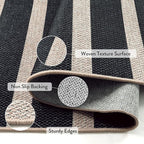 Lahome Striped Easy Jute Indoor Outdoor Rug, Washable Rugs 5x7 for Patio Living Room, Farmhouse Neutral Non Slip Non Shedding Black Carpet for Deck Entryway Dining Room Office Classroom