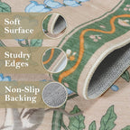 Collive Rug Runners for Hallway 2.6x8, Washable Jungle Animal Kitchen Runner Carpet Green Non Slip Bathroom Mats, Soft Low Pile Stain Resistant Entryway Rugs for Bedroom, Laundry Room