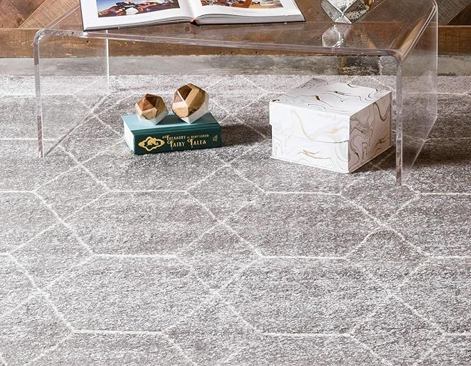 Unique Loom Trellis Frieze Collection Area Rug - Geometric (5' 1" x 8', Light Gray/ Ivory)