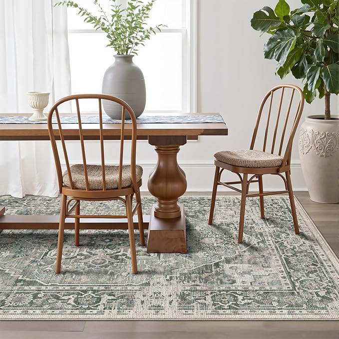 LUMI Washable Area Rug 8x10 for Living Room, Ultra Soft Stain Resistant Carpet with Non Slip Rubber Backing, Non-Shedding Low Pile Rugs for Bedroom, Dining Room, Indoor, Office