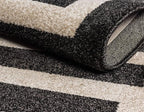Unique Loom Athens Collection Classic Geometric Modern Border Design Area Rug (6' 0 x 6' 0 Round, Black/ Beige)