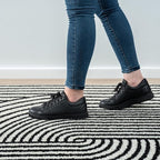 Abani Nuevo Collection Area Rug - Mid-Century Black and White Arch Knot Design - 9' x 12' - for Living Room, Bedroom & Office
