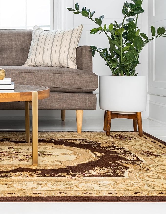 Rugs.com Chateau Collection Rug – 10 Ft Runner Cream Medium Rug Perfect for Entryways, Kitchens, Breakfast Nooks, Accent Pieces