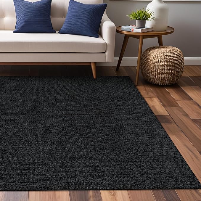 Easy Jute Rugs 9x12 Dark Gray Color Living Room Indoor Outdoor Area Rug for Farmhouse Patio and Kitchen Rug High Traffic Washable Easy to Clean Solid Woven Design Outside Carpet (9 x 12)