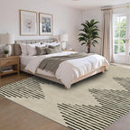 HelloTree Area Rug for Living Room 9x12 Washable Geometric Moroccan Rug Stripe Farmhouse Bohemian Minimalistic Non Slip Non Shedding Ultra Thin Soft Rug for Bedroom Office DiningRoom Nursery-Cream