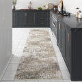 Modern Abstract Beige Gray Area Rug 2x6 Hallway Runner Machine Washable Carpet Bathroom Kitchen Indoor Accent Throw Low Pile Non Slip Distressed Laundry Living Dining Room Bedroom Office