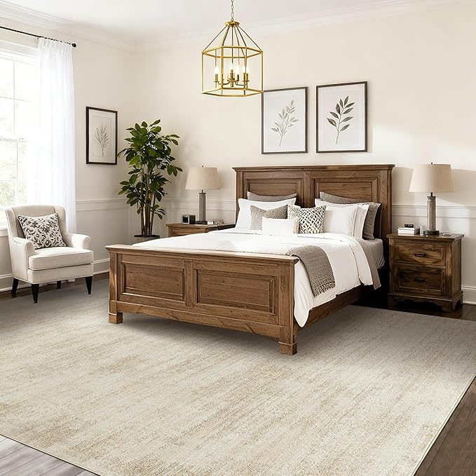 5x8 Area Rugs for Living Room, Neutral Abstract Modern Farmhouse Boho Rugs for Dining Room Bedroom, Tan Brown with Cream Beige