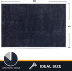 PURRUGS Easy Care Area Rug 6ft x 9ft, Non-Slip Washable Entryway Rug, Stain Resistant Accent Rug for Hallway, Living Room, Bedroom and Mudroom, Navy Blue