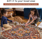 Moynesa Ultra-Thin Washable Runner Rug - 2x6 Non-Slip Hallway Runner Rug Laundry Room Mat, Vintage Stain Resistance Low Pile Bedroom Carpet Runner for Kitchen Entryway Indoor Bathroom Floor, Brown