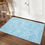 RUGSREAL Small Area Rug 2x3 Entryway Mat with Rubber Backing Stain Resistant Throw Carpet Modern Solid Color Bath Mat Contempowary Washable Rug for Living Room Bedroom Dining Room Kitchen, Blue 2x3