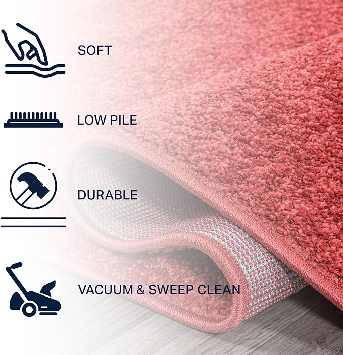 JONATHAN Y Haze Solid Low-Pile Red 3x5 Oval Indoor Area Rug, Coastal,Bohemian,Minimalist,Classic, Easy-Cleaning for Living Room,Bedroom,Kitchen,Pet Friendly,Non-Shedding (SEU100E-3OV)