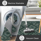 KILOCOCO Boho Entryway Rug 2x3 Printed Small Area Rug Indoor Door Mat Machine Washable Kitchen Rugs Super Soft Non Slip Throw Rugs for Bedroom Entrance Geometric Laundry Room, Green