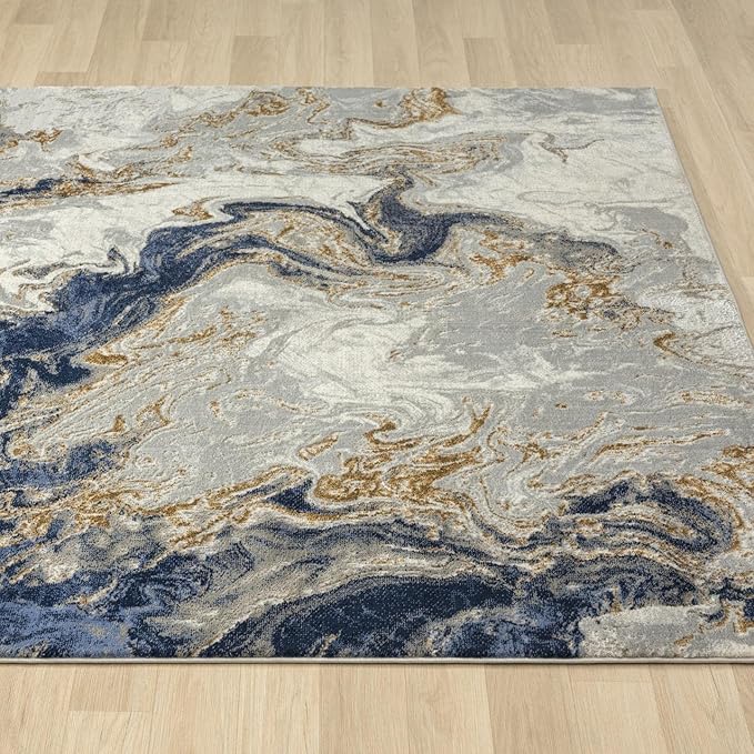 LUXE WEAVERS Marble Swirl Abstract Area Rug, Blue 5x7