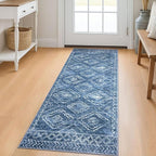 KILOCOCO Runner Rug 2x5 Hallway Runner Rugs Washable Kitchen Runners Non Slip Printed Distressed Laundry Room Rug, Low-Pile Soft Rug Runners for Entryway Bedroom Living Room Bathroom, Stonewashed Blue