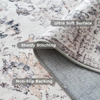 jinchan Kalen Area Rug 6x9 Washable Living Room Rug Vintage Indoor Large Floor Cover Retro Accent Mat Distressed Gray Floral Country Boho Non Slip Thin Carpet for Bedroom Dining Room Office Grey
