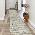 Morebes Vintage Extra Long Runner Rugs for Hallways 10 ft, Washable 2x10 Runner Rug for Kicthen Non Slip, Soft Distressed Non-Shedding Throw Carpet for Entryway Living Room, Brown