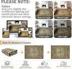 6x9 Machine Washable Area Rug for Living Room, Brown Green Boho Vintage Floral Rug Large Non-Slip Low Pile Soft Faux Wool Carpet, Kids and Pets Friendly for Bedroom Dining Room Farmhouse Decor Rug