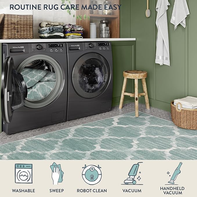 Lahome Moroccan Area Rugs 8x10 Sage Green Rugs for Living Room,Soft Low-Pile Modern Bedroom Rug 8x10 Under Bed Large Carpet for Dining Room Office