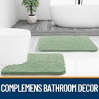 OLANLY Bathroom Rugs 30x18, Extra Soft Absorbent Chenille Bath Rugs, Rubber Backing Quick Dry, Machine Washable Bath Mats for Bathroom Floor, Tub and Shower, Home Decor Accessories, Sage Green